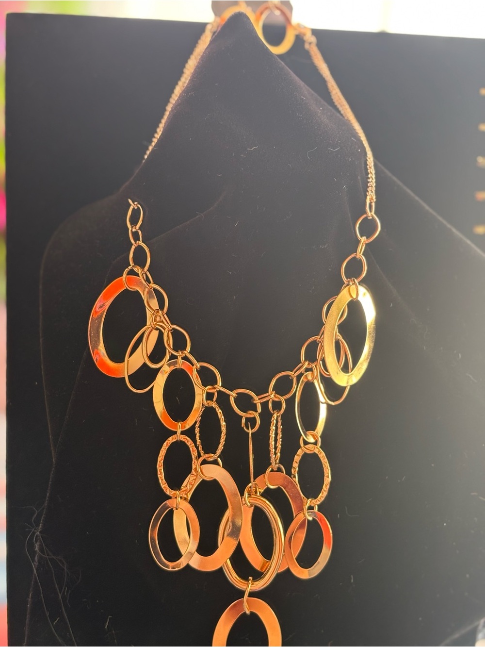 Gold Multi-Ring Pendant Necklace - Women Jewelry